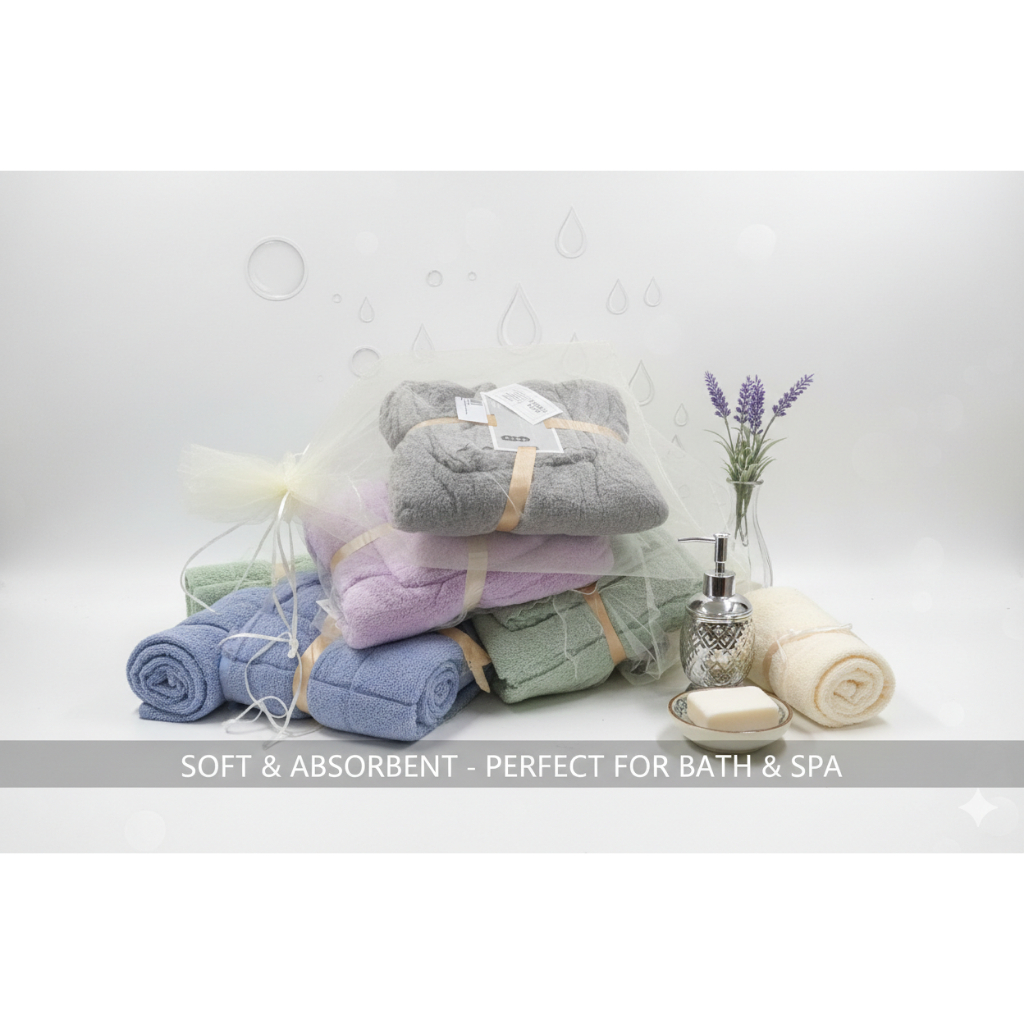 Set 2 Ultrasoft Bath Towel Haylay Austin / Dua Warna Handuk Mandi Towel Set Garis 2in1 | WARNA RANDO