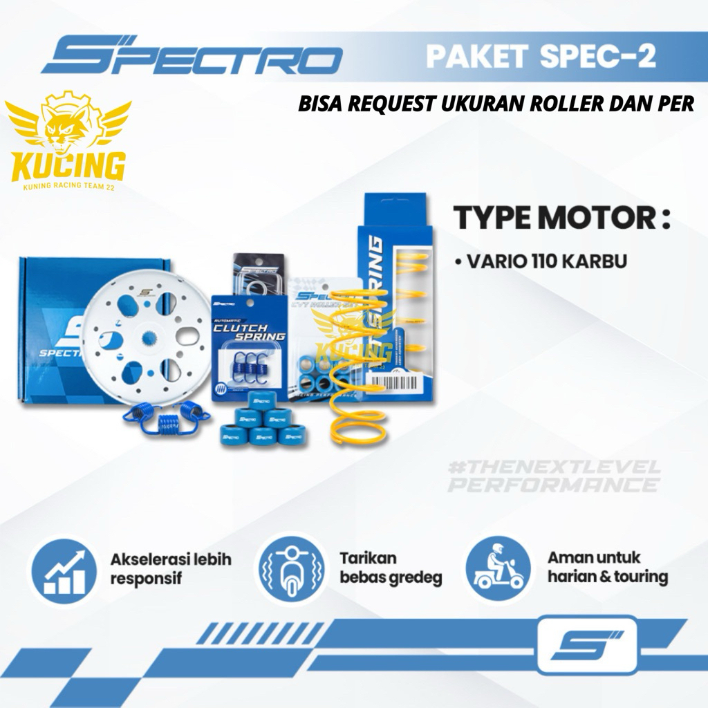 Spectro Paket CVT Spec 2 Vario 110 Karbu Kirian Per CVT Roller Sentri Racing Upgrade CVT Spectro Rac