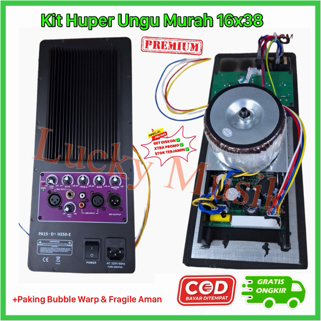 Power Kit Aktif Huper Ungu Murah 16 x 38 untuk 15 dan 12 inch speaker aktif Bisa Buat 2 Way 3 Way Ki