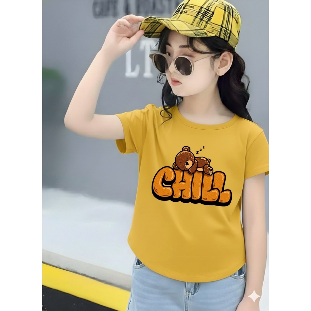 KAOS BOCAH kaos oval oversize anak perempuan spandek oval chill
