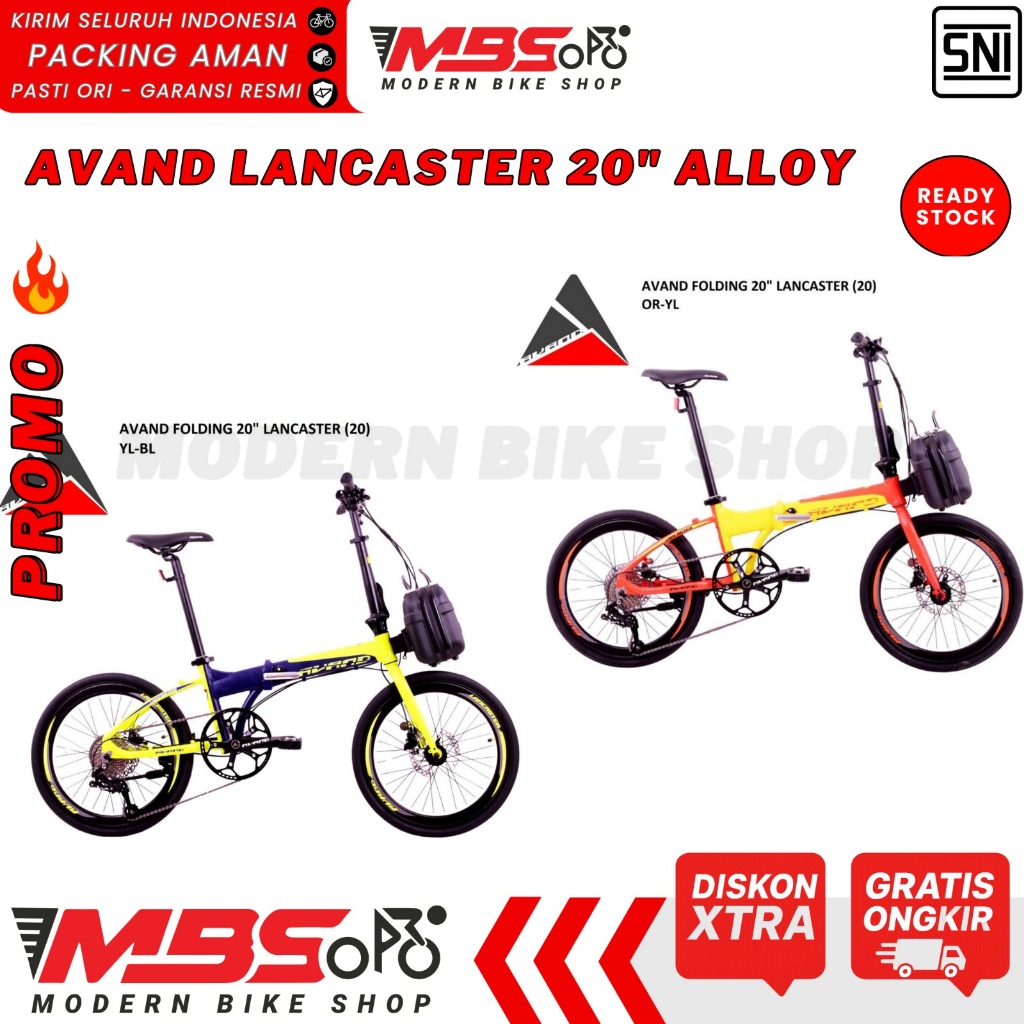 Sepeda Lipat Avand Lancaster 20 inch United Folding bike Dewasa Remaja Frame Alloy Ringan 10 speed