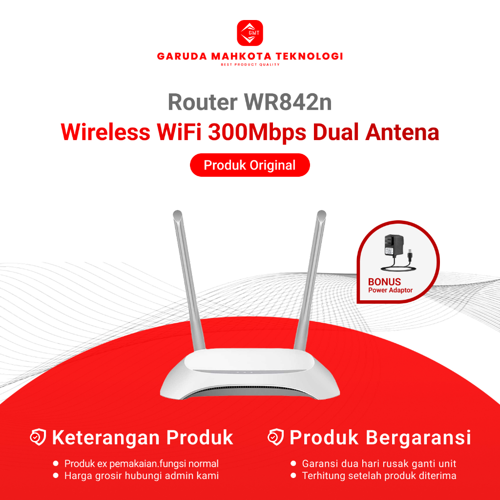 Router Tp-Link TL-WR842N Wireless WiFi 300Mbps Dual Antena / Router Bekas Original Bonus Adaptor