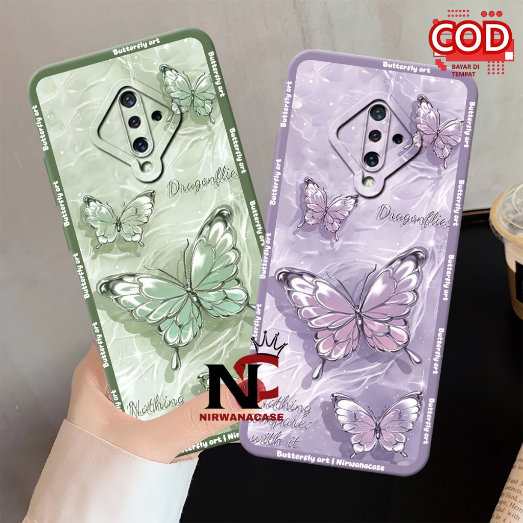 Softcase Hp Vivo S1 Pro - Case Vivo S1 Pro Motif Kupu - Kupu Bingkai Fashion Case Lucu Pro Camera Le