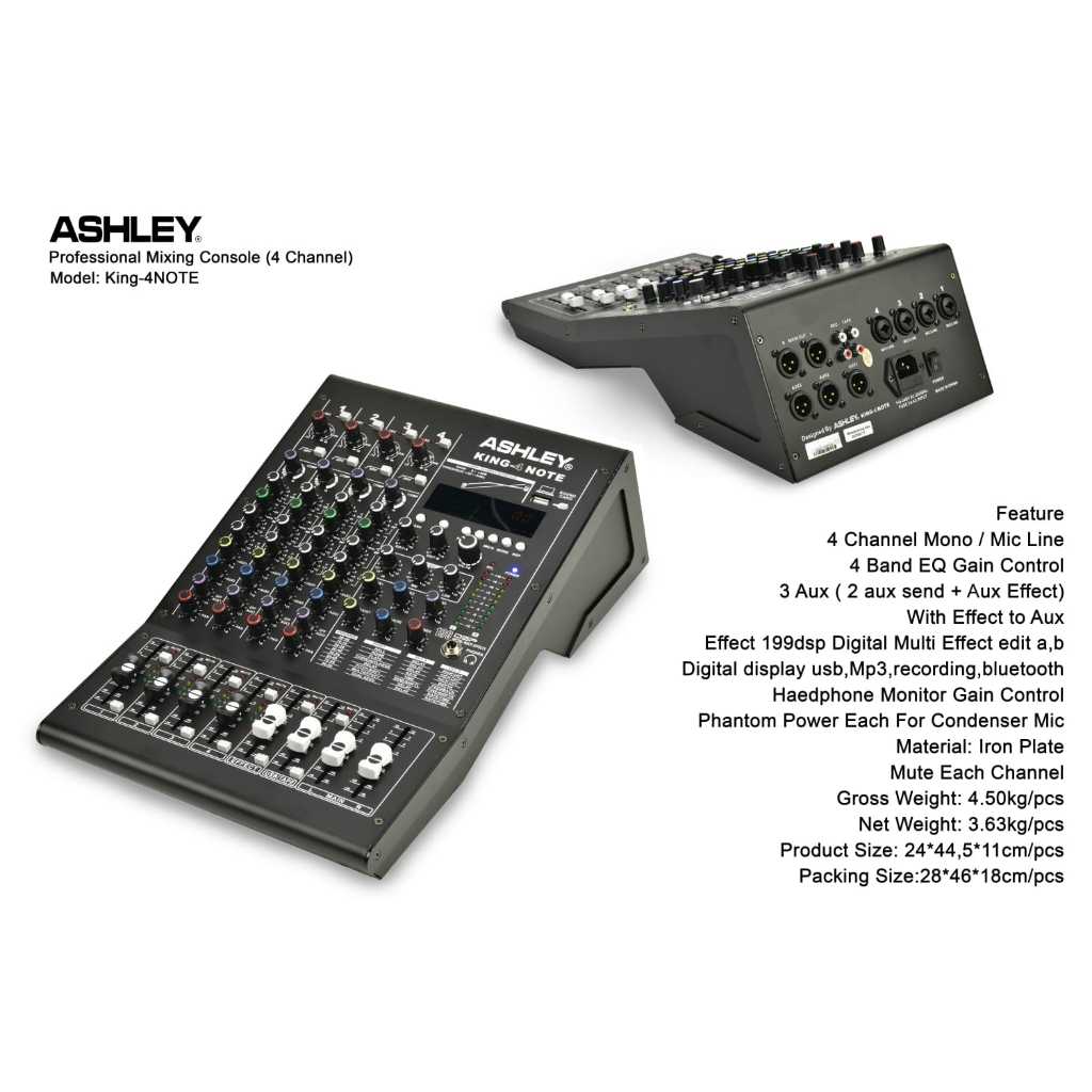 MIXER AUDIO ASHLEY KING 4 NOTE / KING4NOTE ORIGINAL 4 CHANNEL 199 DSP