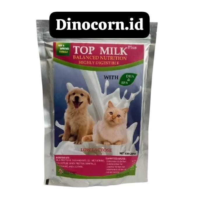 TOP MILK PLUS 500gr BALANCED NUTRITION Susu Kucing & Anjing Yang Mudah Dicerna LOW LACTOSE