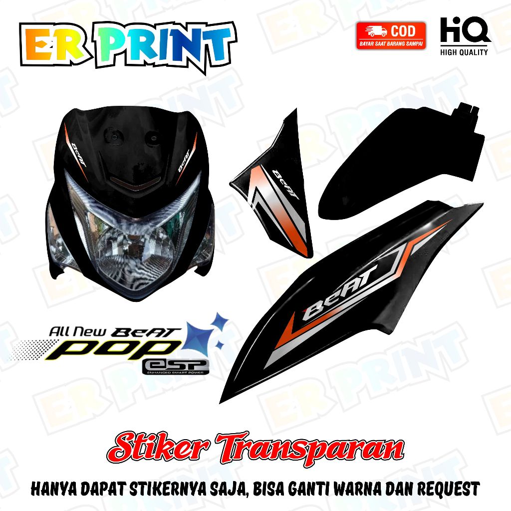 Stiker Transparan Beat Pop Anti Luntur Keren  Striping Beat Pop Desain Hyper Liquid