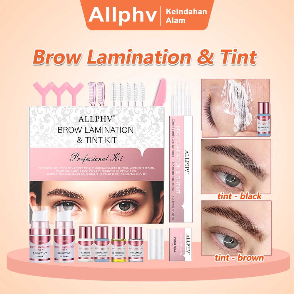 Allphv Brow Lamination And Tint Paket - Brow lift /Brow Bomber Kit - 2 botol Tint Hitam Dan Coklat