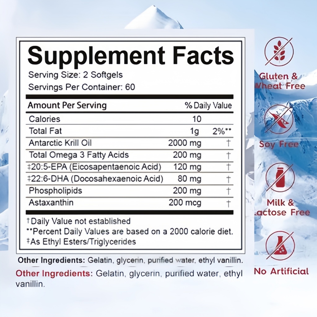 Mulittea Minyak Krill Antartika Suplemen 120 Kapsul Omega-3 EPA/DHA Astaxanthin & Phospholipids - Ke