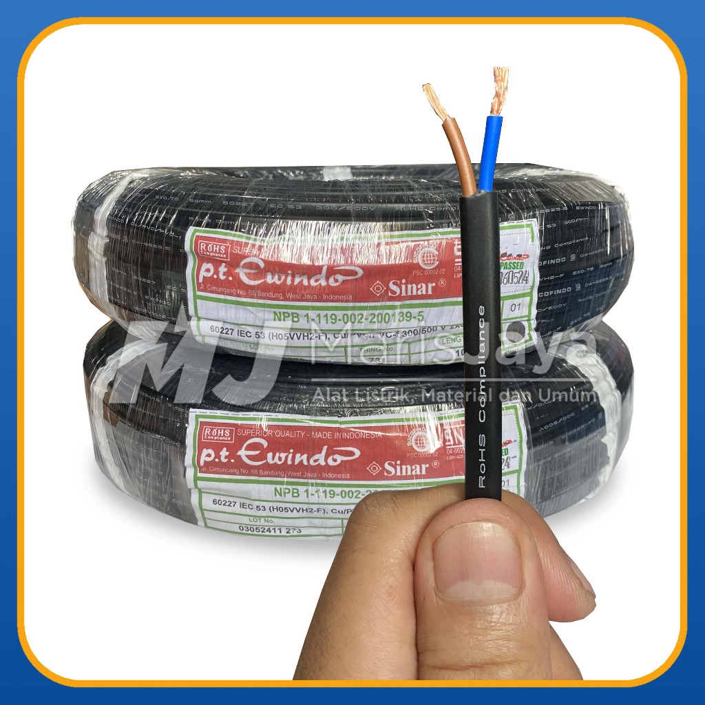 (PER METER) EWINDO SUCOFINDO Kabel Serabut Oval Gepeng 2x0,75 2x0.75 mm