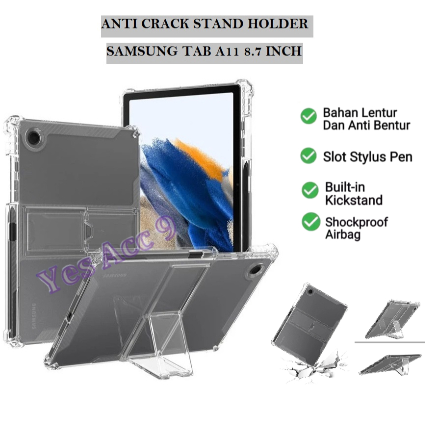 Case Samsung Tab A11 8.7 Inch 2025 Anti Crack Stand Silikon Clear Standing Tab A11