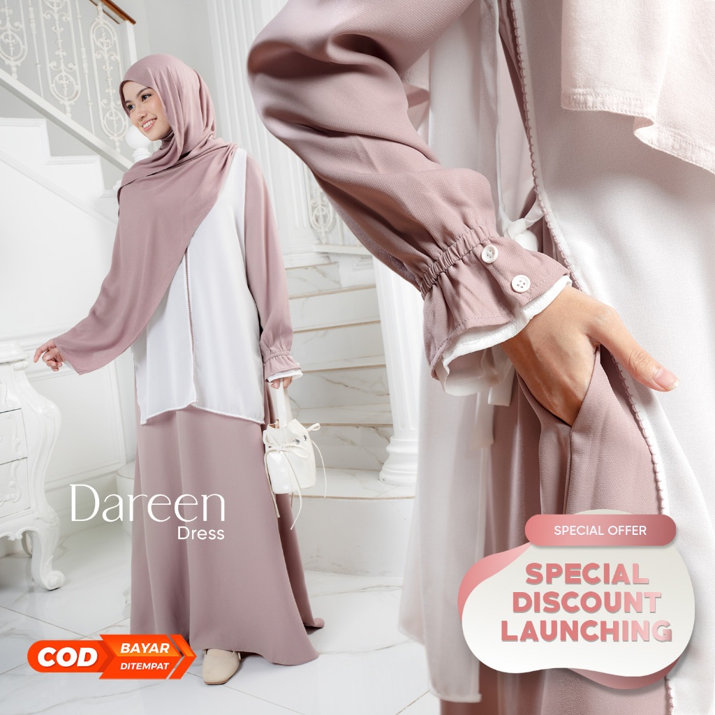 JILBRAVE Dareen Dress Gamis Outer Minimalist Elegan untuk Lebaran & Daily