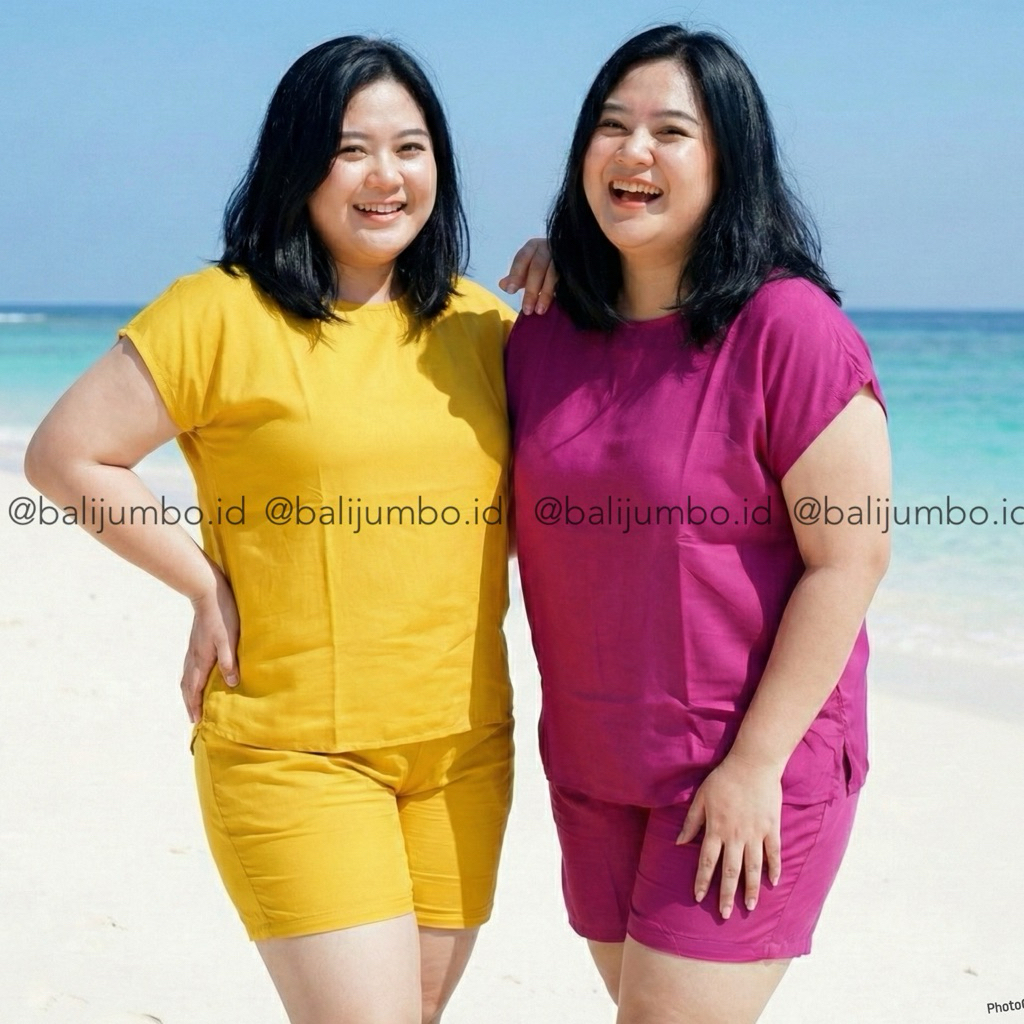 SETELAN BIG SIZE LD 140CM MUAT BB 90KG POLOS  BASIC BAJU TIDUR BIG SIZE CELANA PENDEK BABY DOLL JUMB