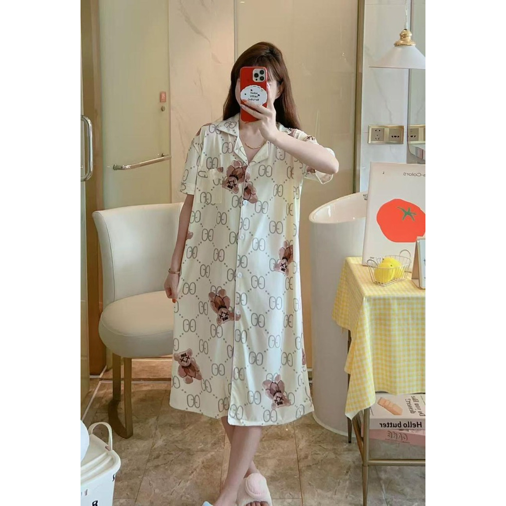 DASTER PIYAMA kancing kaos tebal import/ BAJU TIDUR