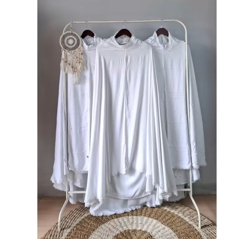 Mukena putih rayon jumbo premium/mukenah dewasa/mukenah