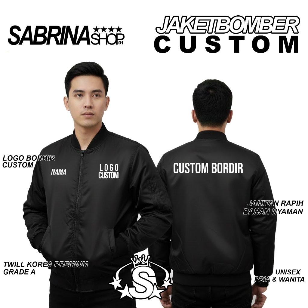 Jaket Bomber Premium Quality Custom Bordir Desain Sendiri Satuan Glosir