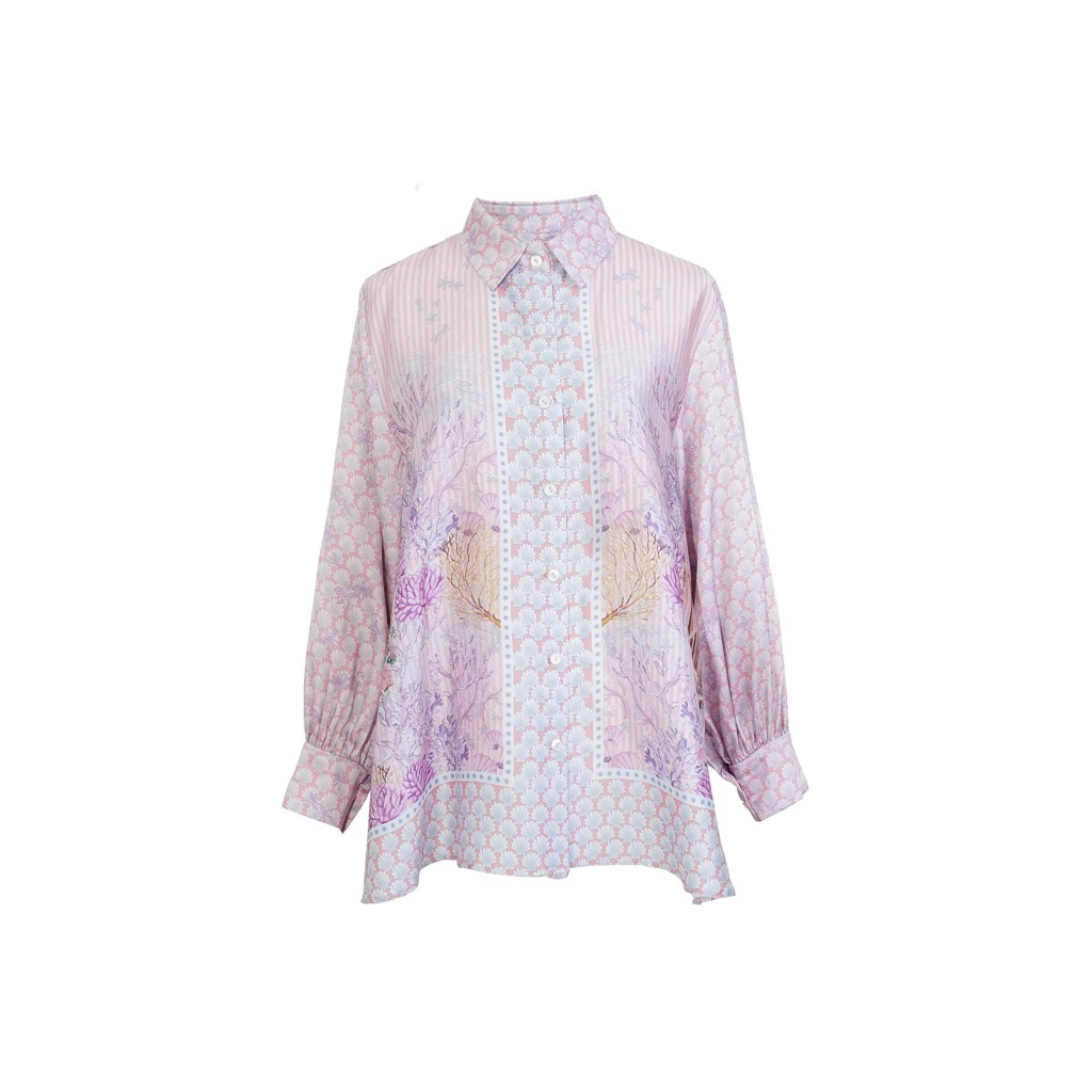 Benang Jarum VVGC Aquarielle Back Pleated Shirt Pink S (Bundling)