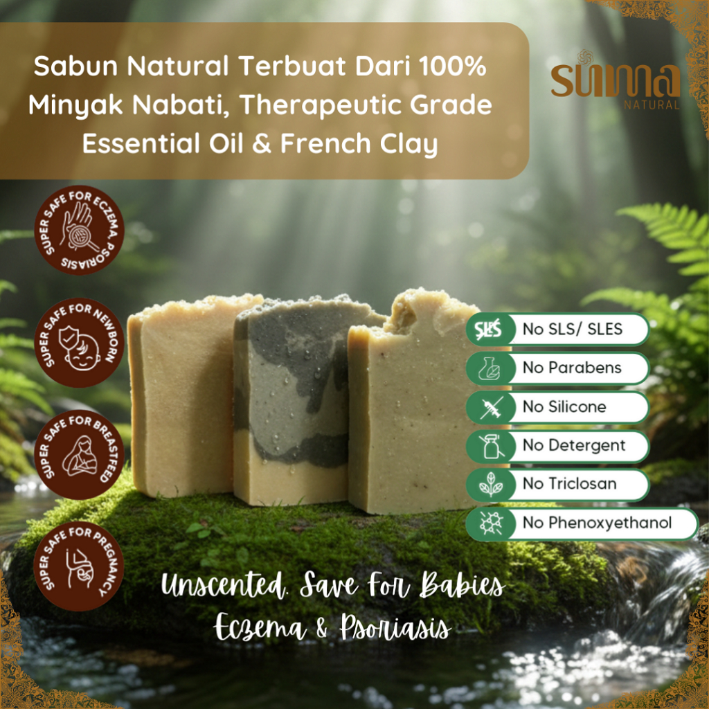 Suma Natural Soap Bar Unscented | Sabun Jerawat Punggung, Eczema, Psoriasis, Sabun Bidara, Sabun Kun