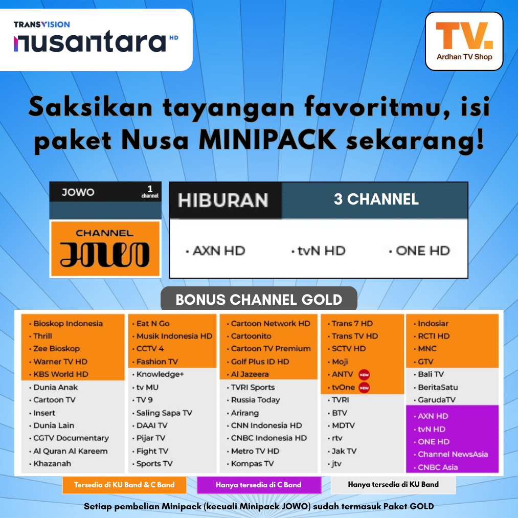 Transvision Nusantara HD/Tanaka Paket Minipack Jowo & Paket Minipack Hiburan 1 Bulan