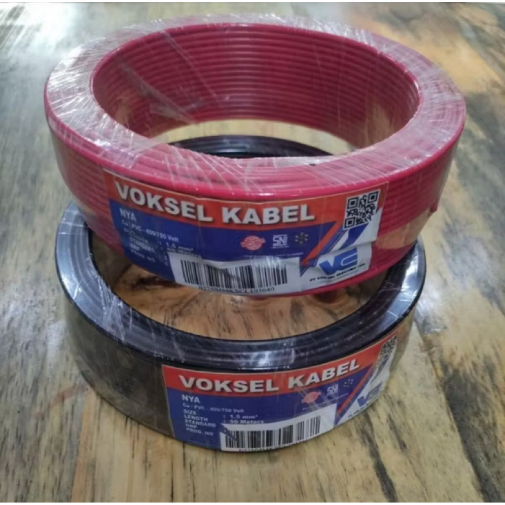 Kabel Tembaga Kawat Tunggal (NYA) 1 Meter Ukuran 1,5 mm² 450/750 Volt - Voksel Kabel