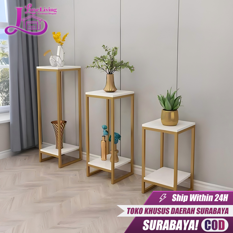 [Dikirim dari lokal Surabaya] Rak Bunga 2 Susun Rak Bunga Besi Rak Taman Rak Tanaman Pot Holder Stan