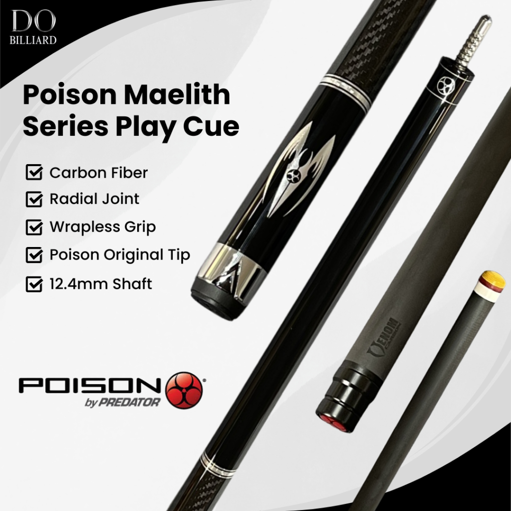 Stick Billiard POISON MAELITH SERIES Wrapless Grip Low Deflection Carbon Fiber Shaft Cue Stick Billi