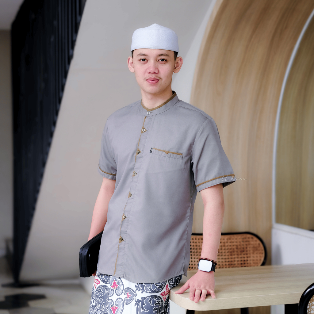 Baju koko Lengan PendekTerbaru Elrumi Motif Shaka Pria Muslim Bisa COD