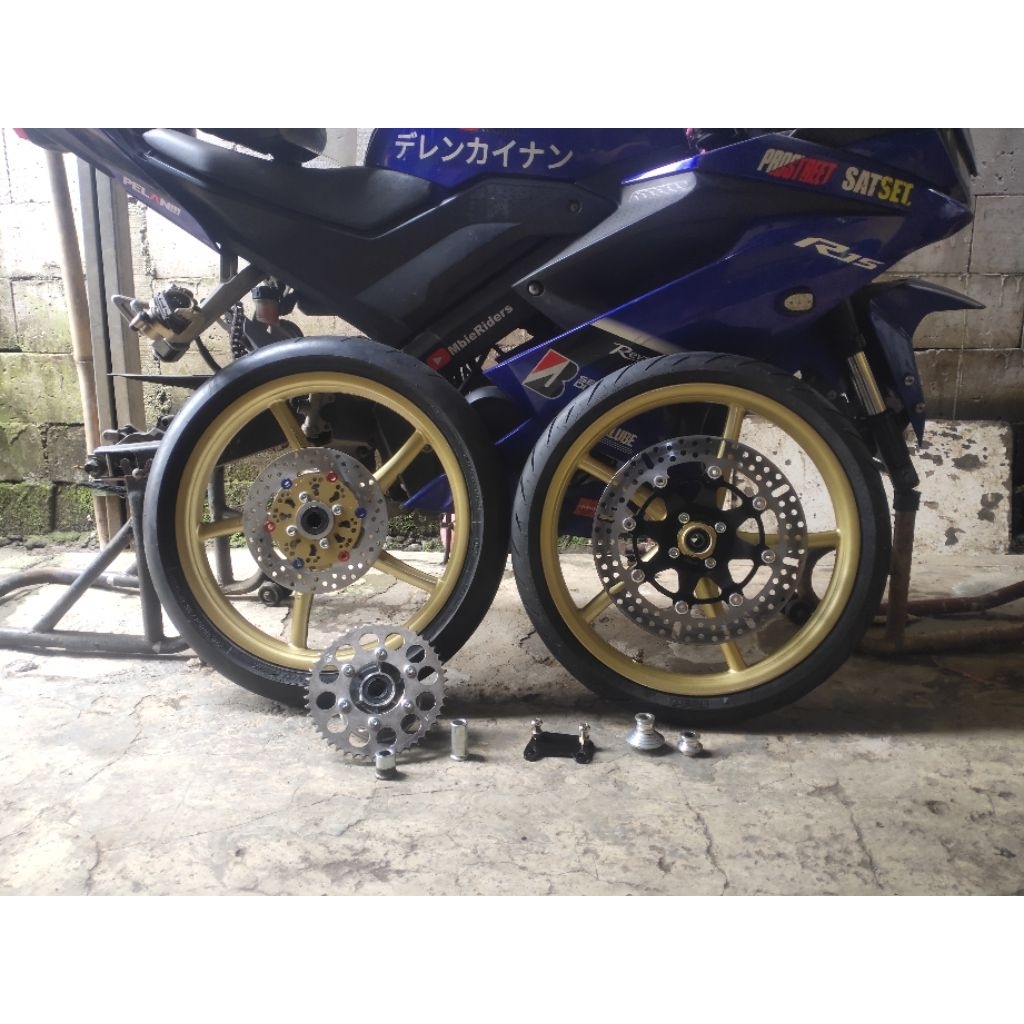 PAKET LENGKAP PNP R15 V3 V4 VELG DOWNSIZE + BAN SOFT COMPOUND