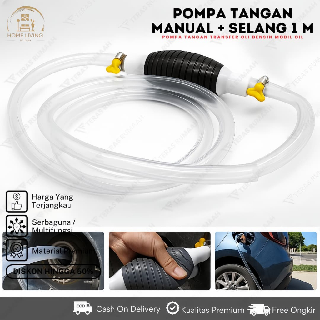 1 SET Selang 1M + Pompa Bensin Manual / Pompa Tangan Penyedot Sedot Air Minyak Bensin Solar Oli - Ta