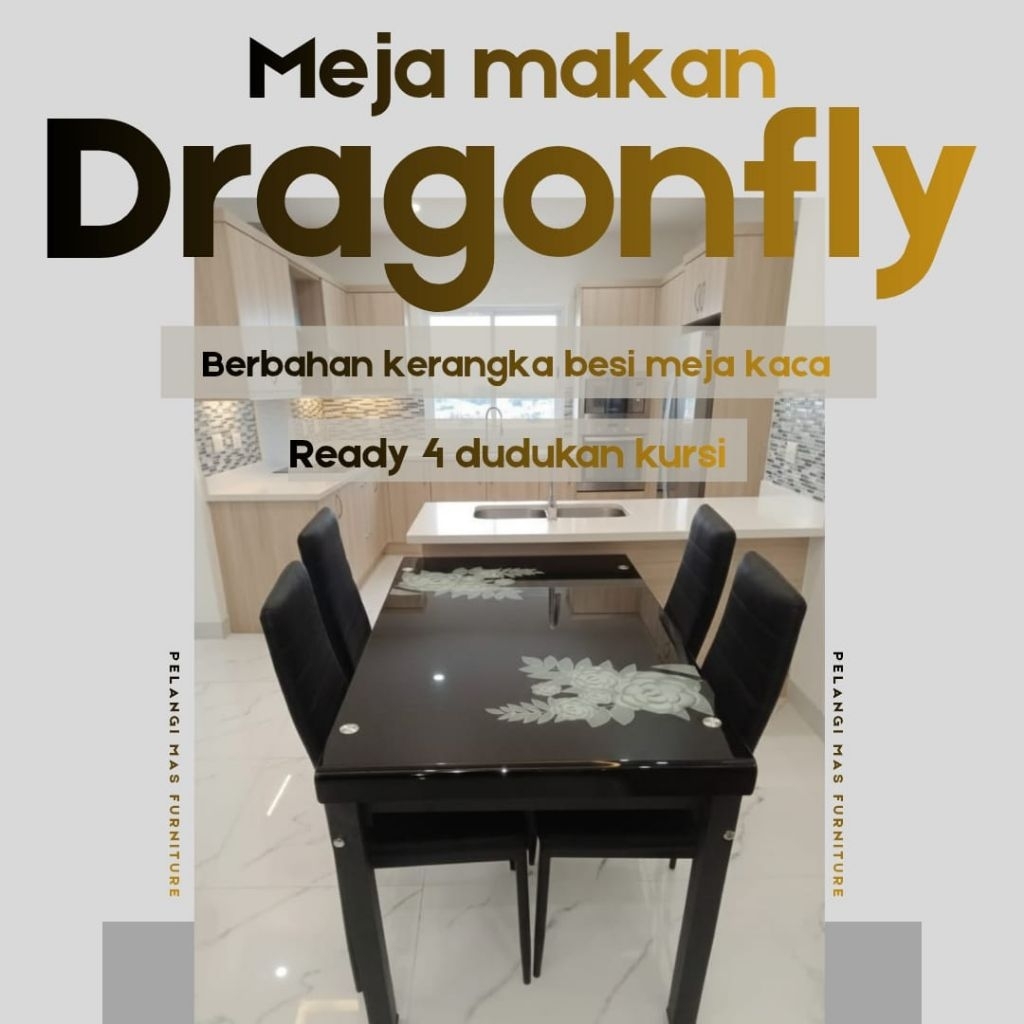 MEJA MAKAN KACA 4 KURSI