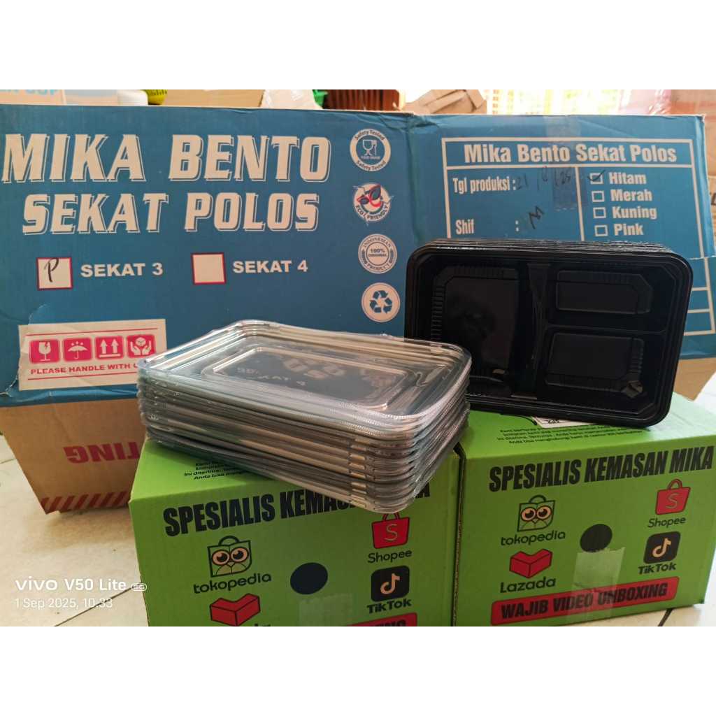MJP [ KARTON ] Mika Bento Sekat 3 & Sekat 4 / Tray Bento 3sekat & 4Sekat
