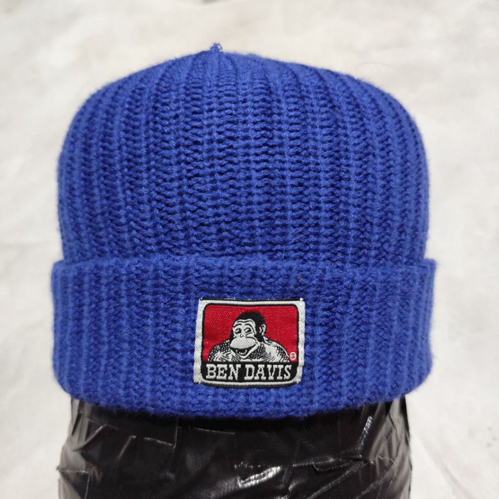 Topi beanie kupluk rajut ben Davis biru