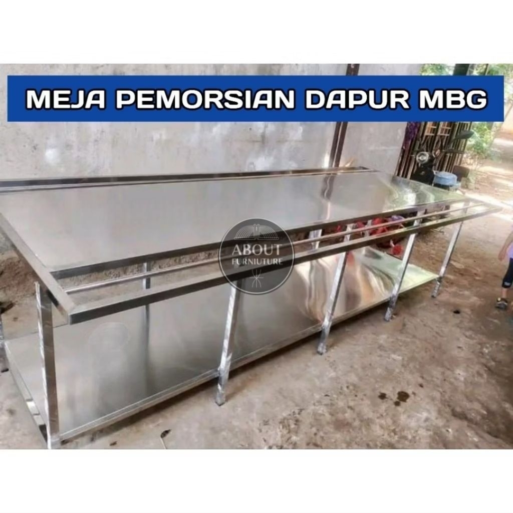 Meja pemorsian dapur MBG Stainles HL premium / Meja pemorsian MBG / Meja pemorsian stainless