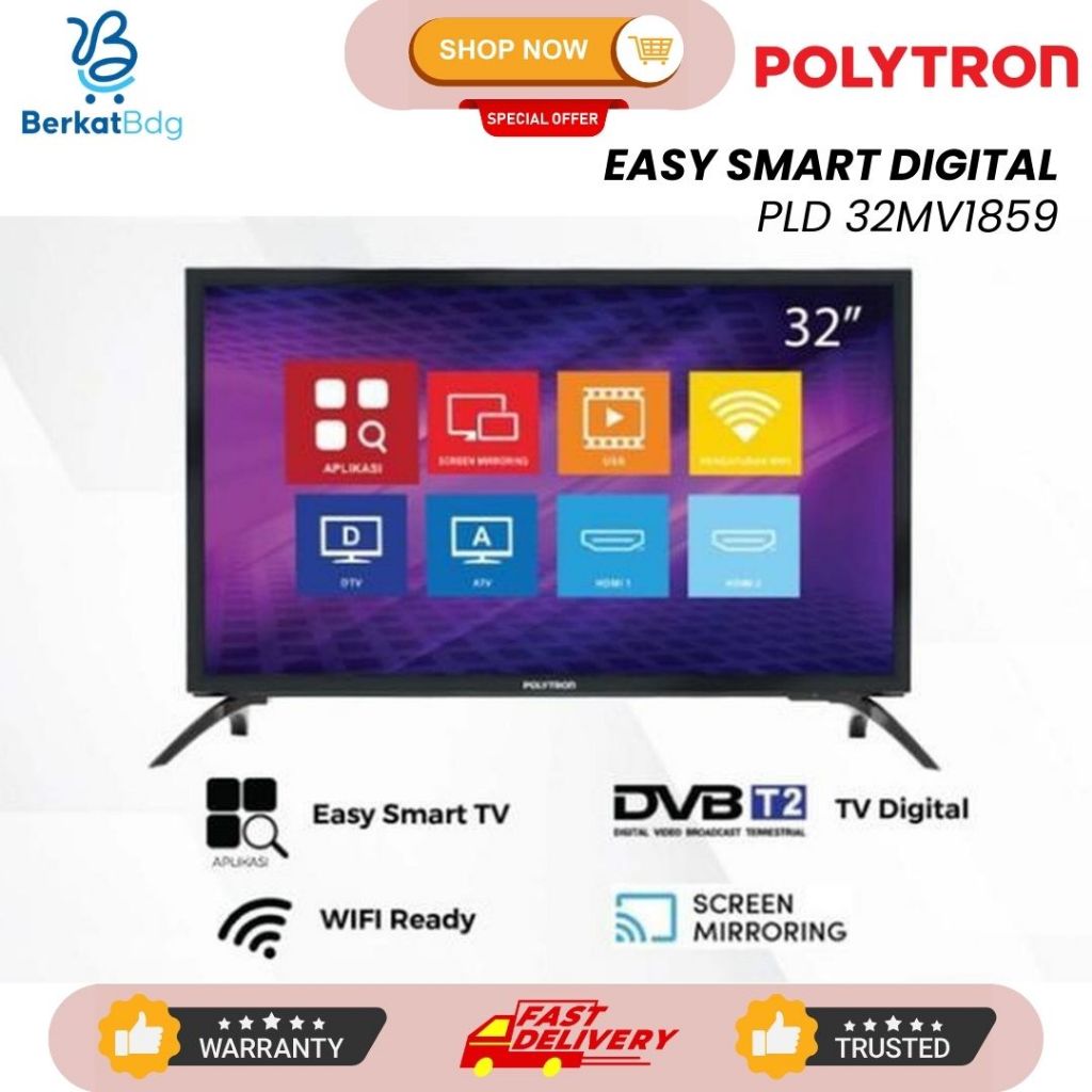 Polytron LED Smart TV 32Inch PLD 32MV1859 / 32CV1869 Digital Youtube Mola / 32CV2269