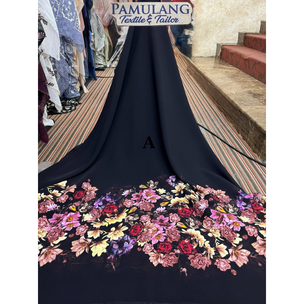 Kain Super Jet Black Motif ||Harga Per Setengah Meter(50cm)