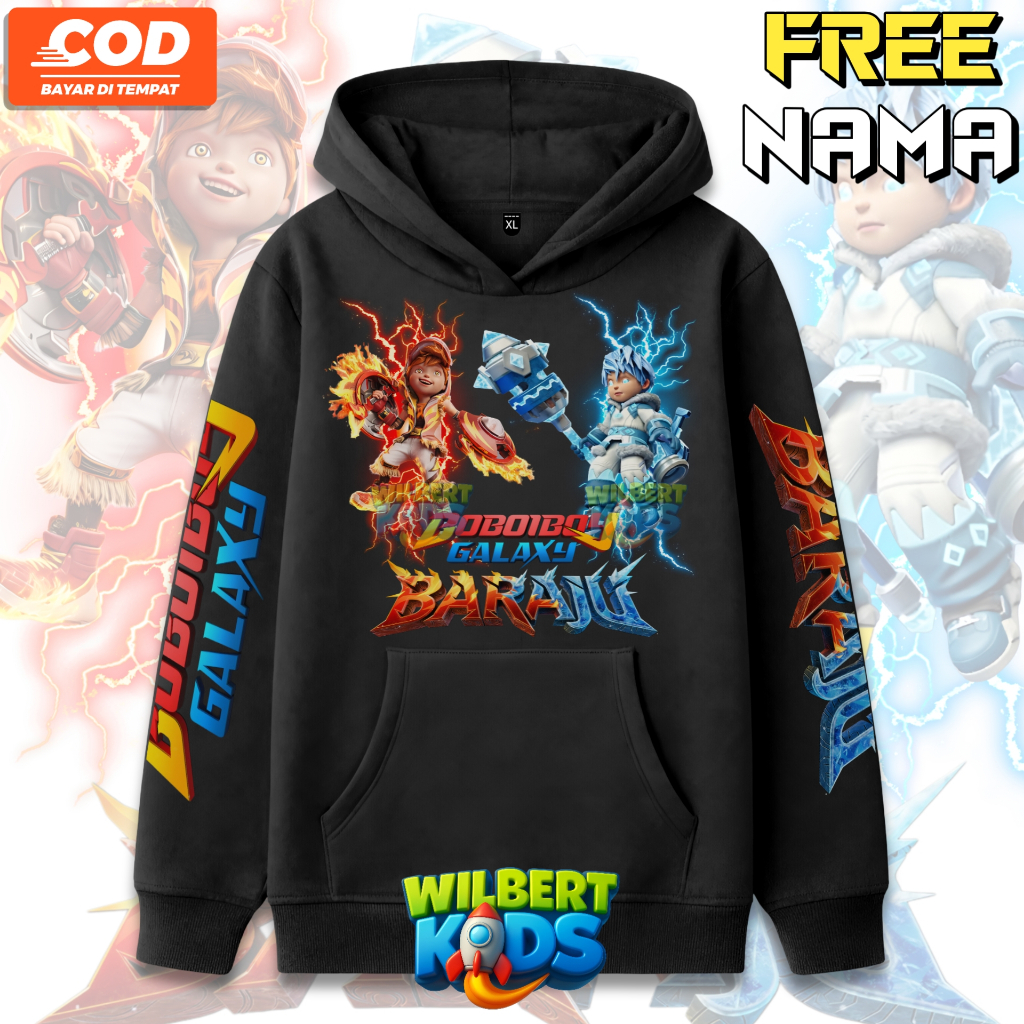 Hoodie Anak Boboiboy Elemental Blizzard Dan Nova / Jaket Anak Boboiboy Galaxy Baraju Free Nama