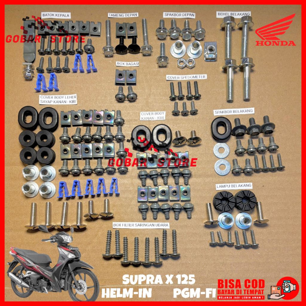 Baut Lengkap Full Set Body Honda Supra X 125 Helm In / Baut Lengkap Fullset Bodi Honda Supra X 125 H