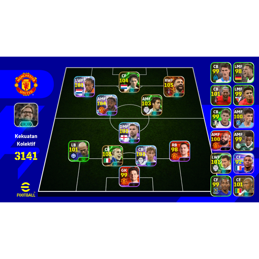 Akun efootball mobile 2026 Big Time SALAH ft Pack Manchester United, Klopp ON