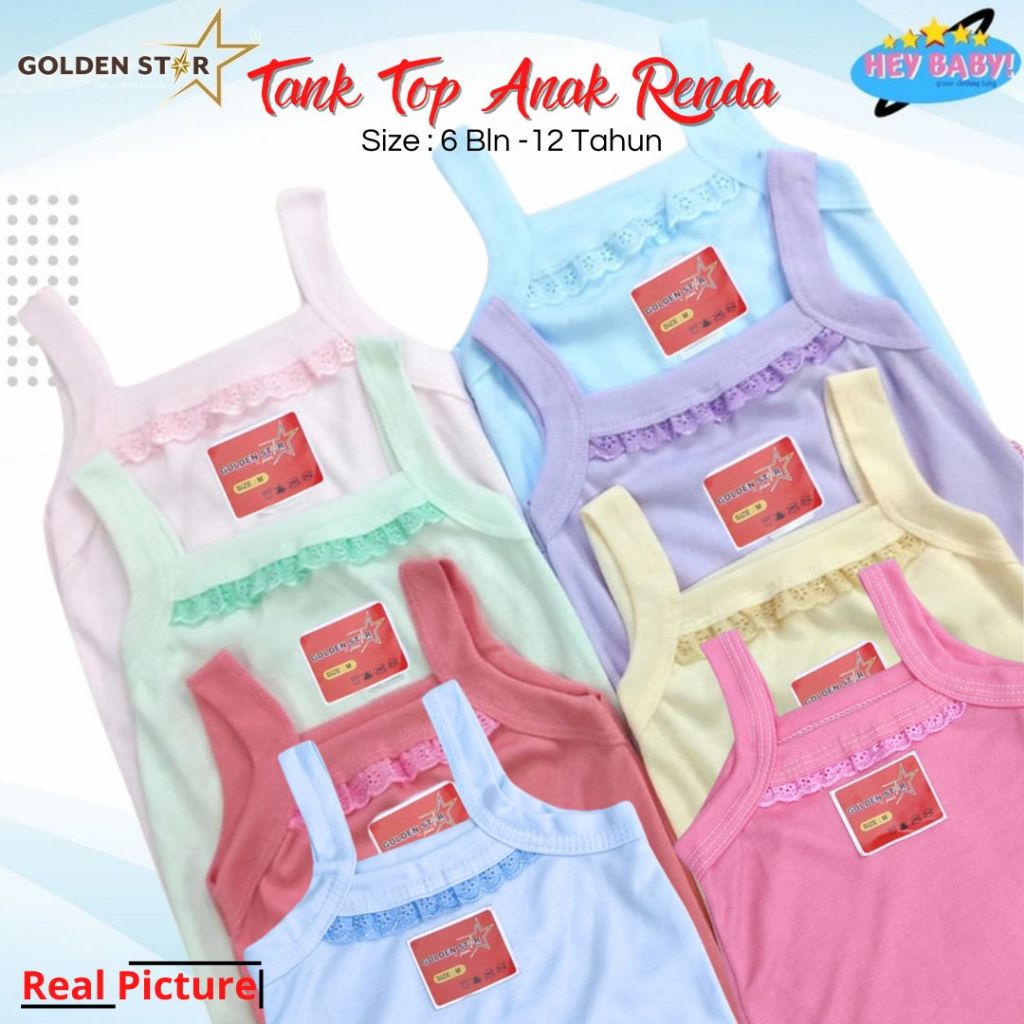 12 Pcs tentop anak Perempuan katun / tanktop anak lucu / singlet anak perempuan 7 tahun / tantop ana