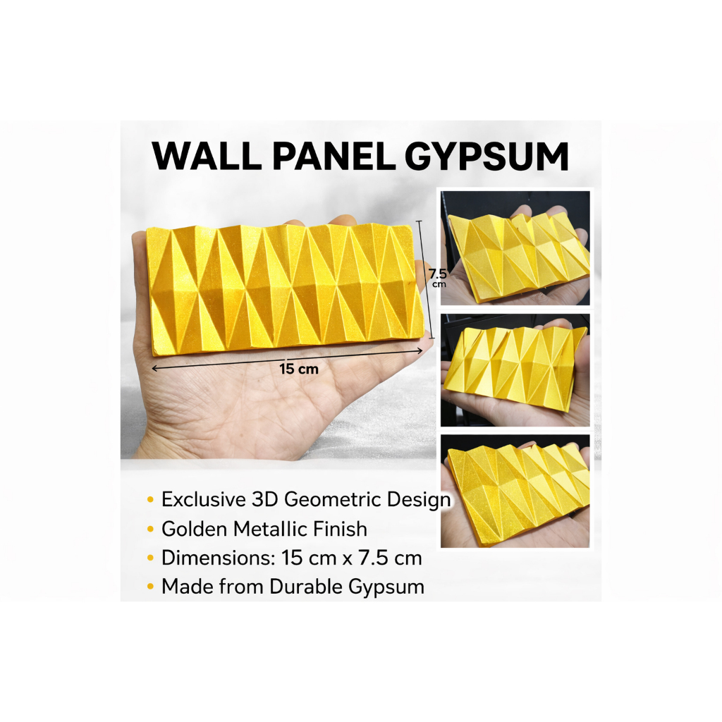 wall panel dinding tektur timbul 3D gold metalic/ dekorasi / ornamen dinding/ bahan gypsum serat fib