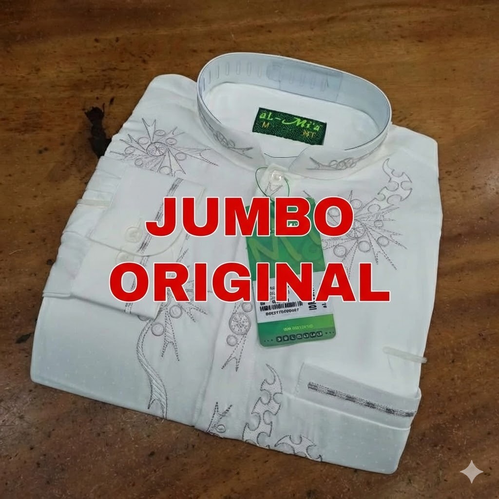 JUMBO Baju koko Almia besar lengan panjang manset kancing al mia motif bordir pria dewasa fashion mu