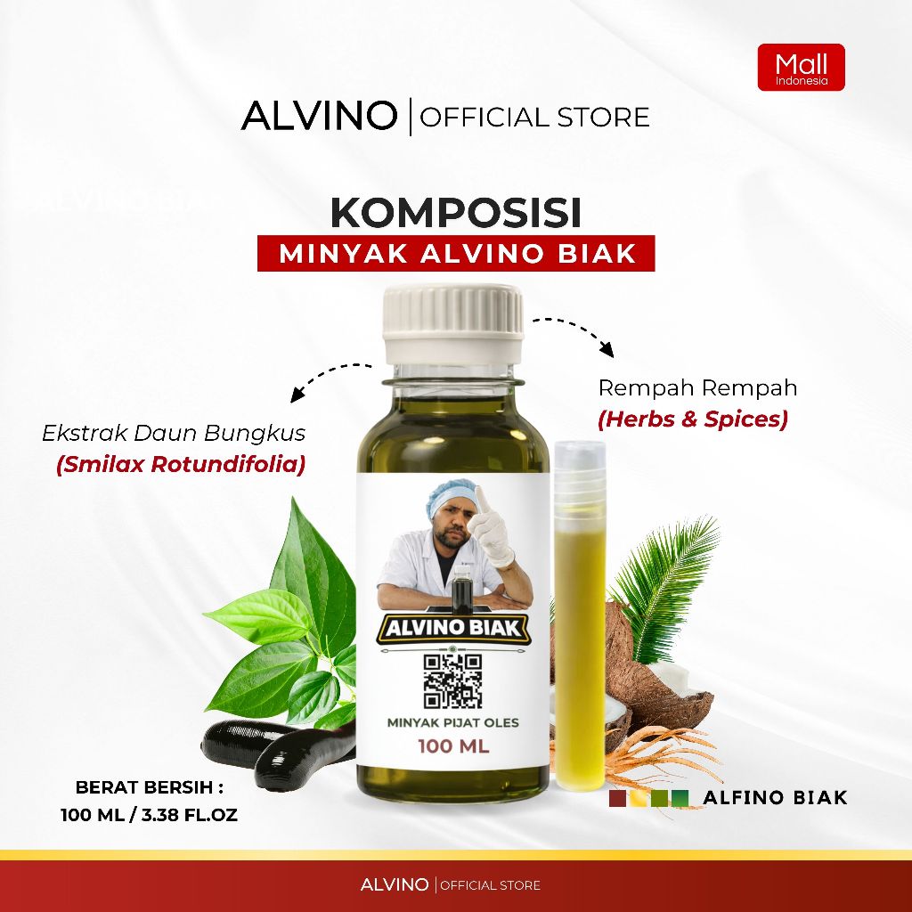 Alvino Minyak Pijat Daun Tiga Jari Alvino Khas Papua / Minyak Pijat Alvino / Minyak Terapi 15 Hari