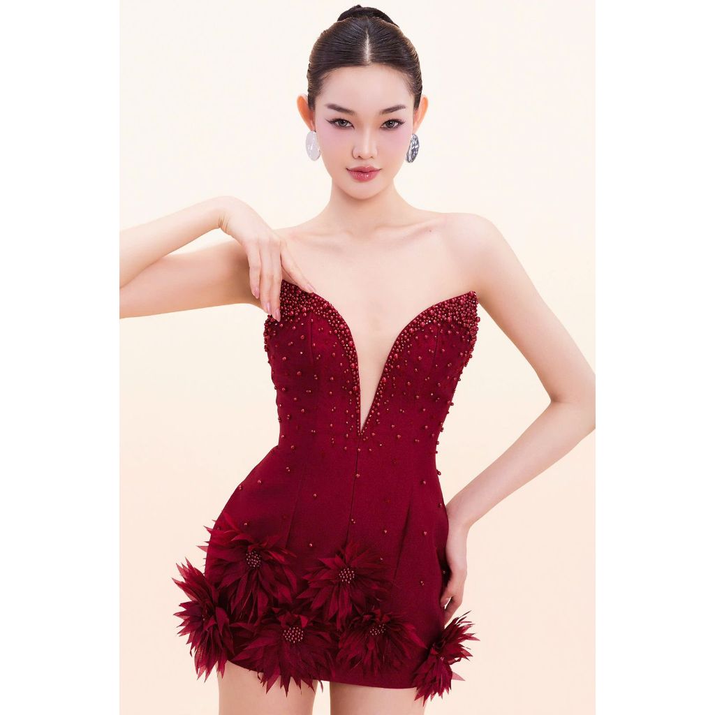 ‼️WITHEURSTYLE‼️MINI DRESS VERY HIGH QUALITY VIETNAM TANPA LENGAN VNECK KEMBEN SEXY ELEGANT CLASSY F