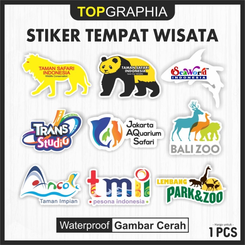 Sticker Stiker Taman Safari / Jakarta Aquarium Seaworld / Stiker Wisata Waterproof