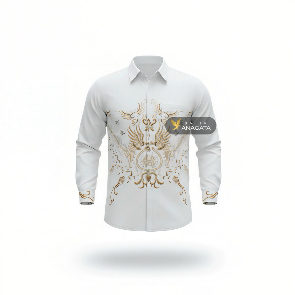 Batik Anagata Motif Pradana Putih Kemeja Batik Pria Slimfit Lapis furing Baju Batik Pria Slimfit Jum