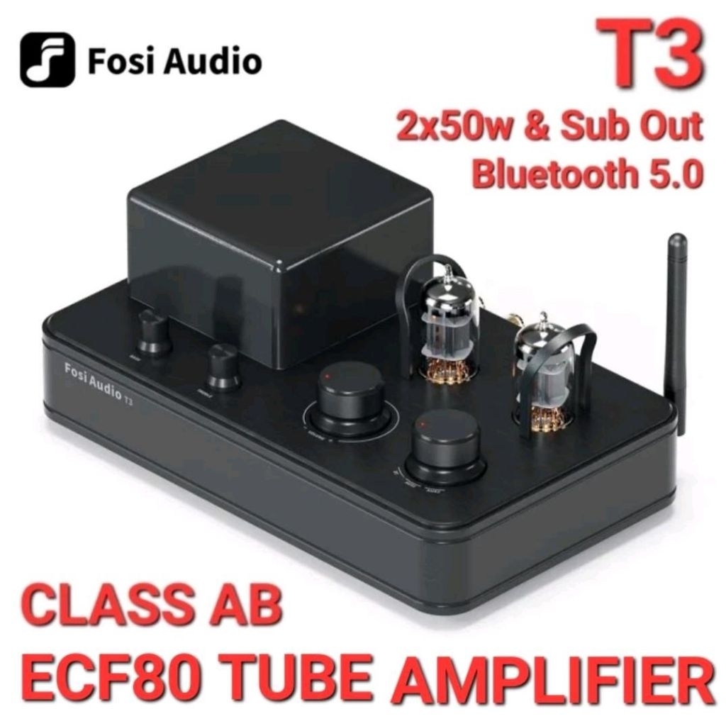 FOSI AUDIO T3 Class AB 2.1 Amplifier Tube ECF80 2x50w+Sub Out