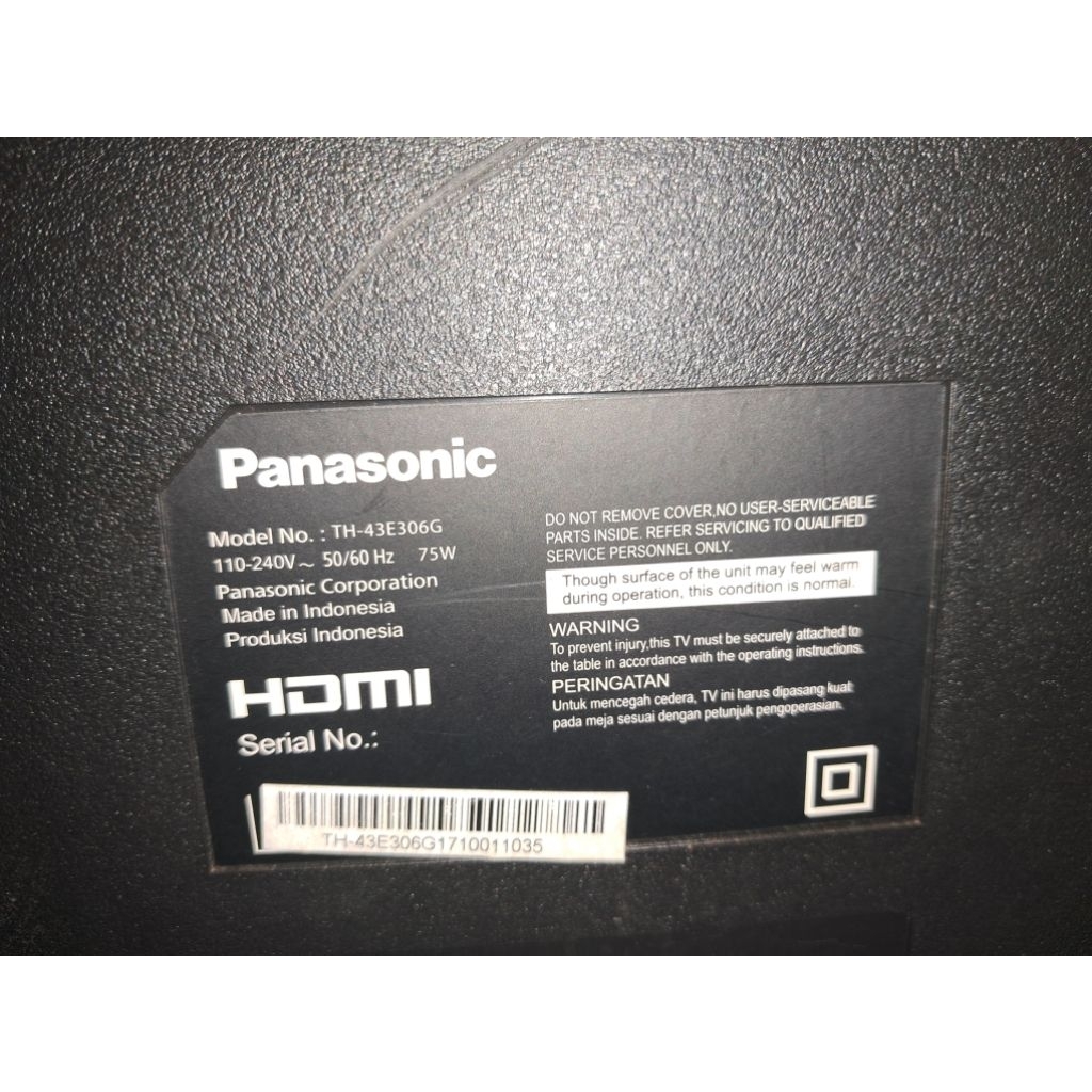 mainboard mesin tv panasonic 43TH306G, ex layar pecah