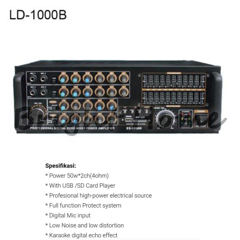 Ampli Mixer 1000W LAD LD-1000B Bluetooth USB 4 Mic