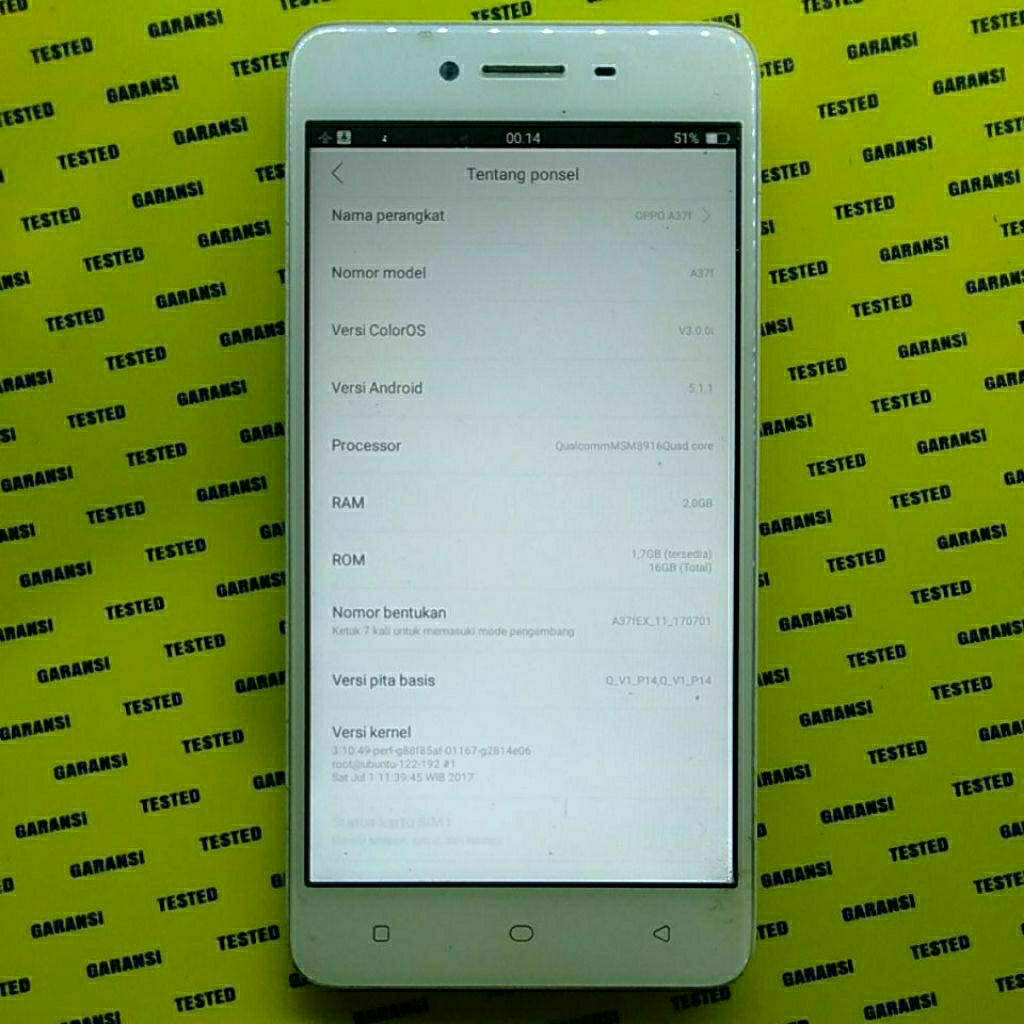 LCD OPPO A37 Ori Copotan Kondisi Minus Touchscreen Error Bahan Servis Kanibalan Include Frame Tulang