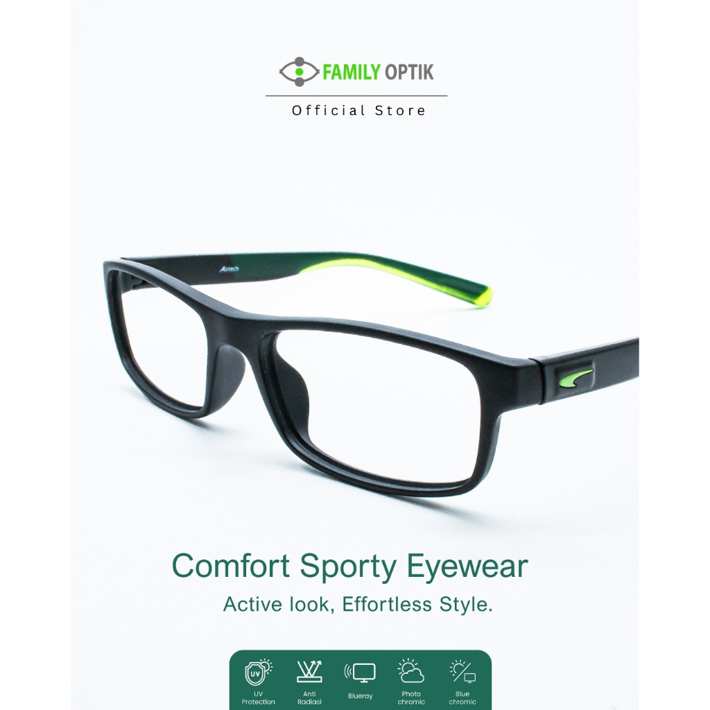 Family Optik - Kacamata Blush On Airtech Blueray Photocromic Anti Radiasi 6138 Minus Cylinder