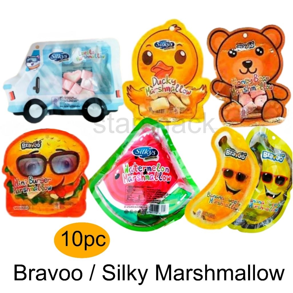 Bravoo Silkys marshmallow burger semangka bebek isi 10pc